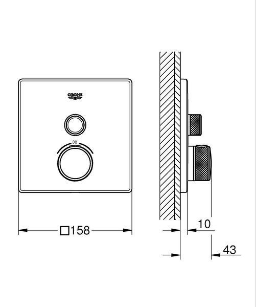 Термостат прихованого монтажу із одною кнопкою керування Grohe Grohtherm SmartControl (29123000) 29123000 фото