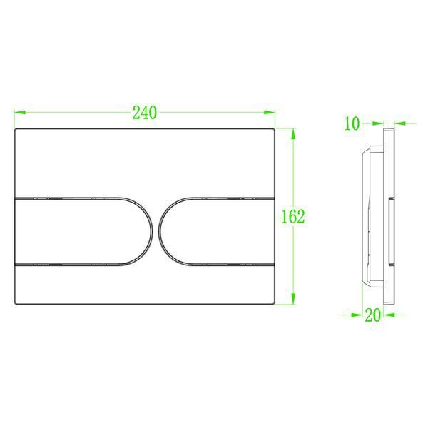 Панель змиву Koer KT-0604-07 240x160x10mm пластикова, кнопка закруглена (KR5325) KR5325 фото