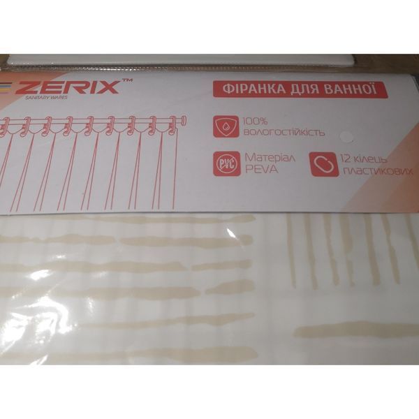 Шторка для ванной Zerix SCP-017-180x200 из PEVA (полиэтиленвинилацетата) (Узор "Плитка" 3-Д молочная) (ZX6090) ZX6090 фото