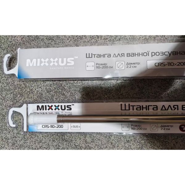 Штанга для шторки телескопическая прямая Mixxus CRS-110x200 110cm-200cm (нержавеющая сталь) (блистер) (AC0653) AC0653 фото