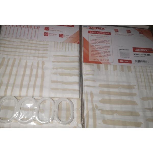 Шторка для ванной Zerix SCP-017-180x200 из PEVA (полиэтиленвинилацетата) (Узор "Плитка" 3-Д молочная) (ZX6090) ZX6090 фото