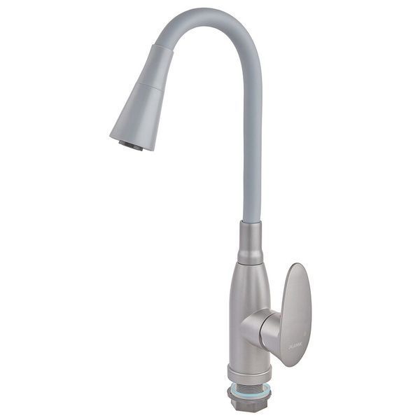 Смеситель для кухни PLAMIX CEZAR-011-B SET GRAPHITE REFL.GRAY с силиконовым изливом, с подводом (PM0720) PM0720 фото