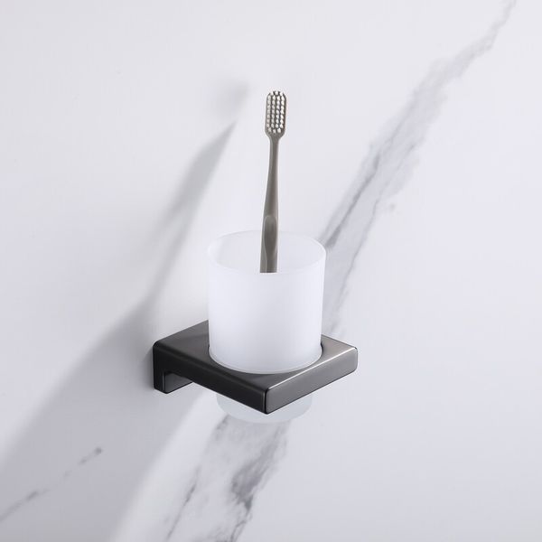 Стакан одинарный настенный Koer AS-0103-07 (стекло) цвет графит (KR6164) KR6164 фото