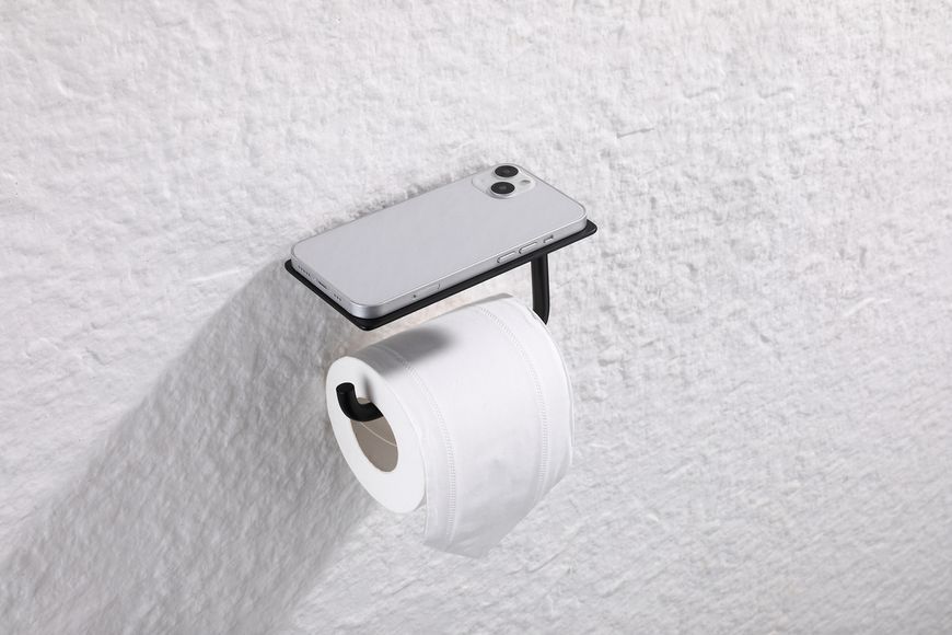 Держатель для туалетной бумаги с полкой Koer AS-0112-05 цвет черный (KR6174) KR6174 фото