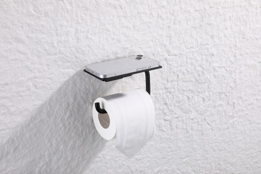 Держатель для туалетной бумаги с полкой Koer AS-0112-05 цвет черный (KR6174) KR6174 фото