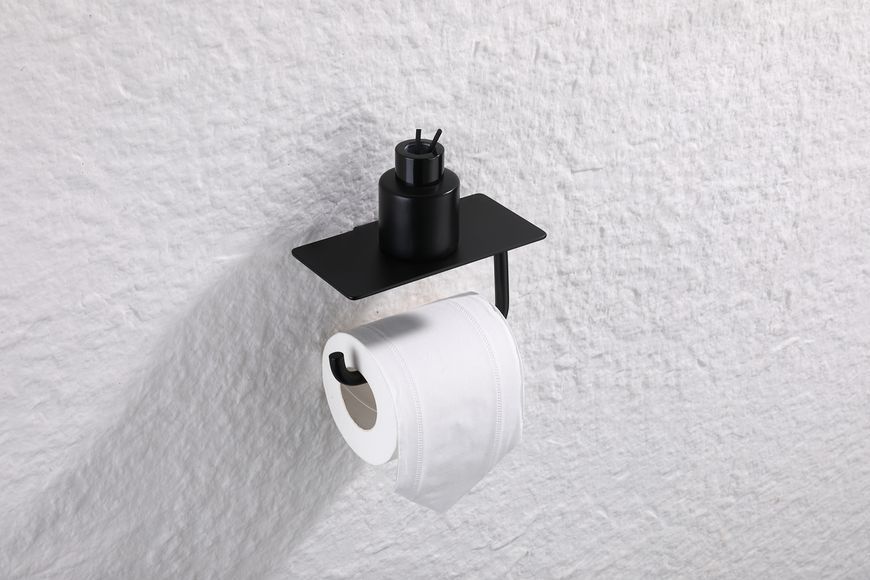 Держатель для туалетной бумаги с полкой Koer AS-0112-05 цвет черный (KR6174) KR6174 фото