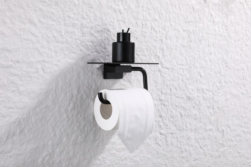 Держатель для туалетной бумаги с полкой Koer AS-0112-05 цвет черный (KR6174) KR6174 фото
