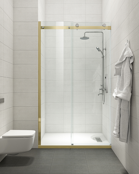 Дверь в нишу Koer SR SD01-120x200-TR-12 прозрачное стекло Easy Clean 8мм, матовое золото (KR5377) KR5377 фото