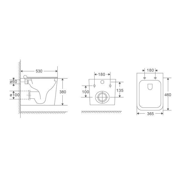Унітаз підвісний Mixxus Premium Quadro-0302-R Black 530x360x365mm, система змиву RIMLESS (MP6455) MP6455 фото
