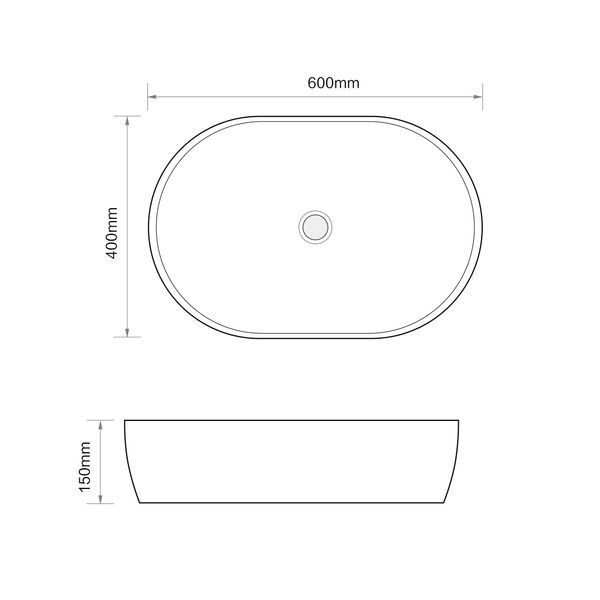 Раковина накладная MIXXUS PREMIUM ELLIPSE-0105 600х400х150mm (MP6563) MP6563 фото