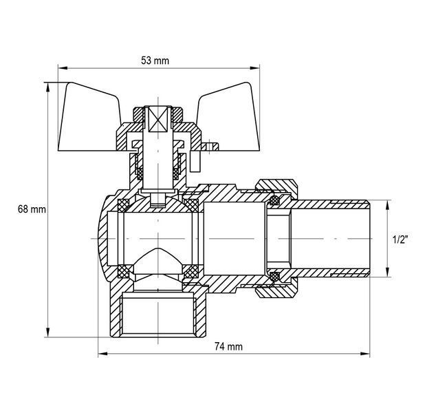 Кран з американкою 1/2" (Koer KR.228.W) кутовий білий (KR0099) KR0099 фото