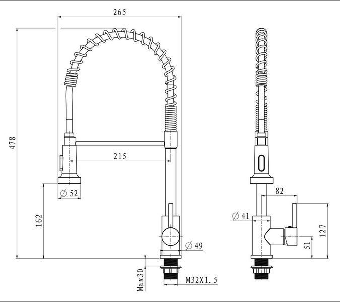Смеситель для кухни с изливом пружина Mixxus Premium SPRING 017 GRAPHITE (MI6952) MI6952 фото