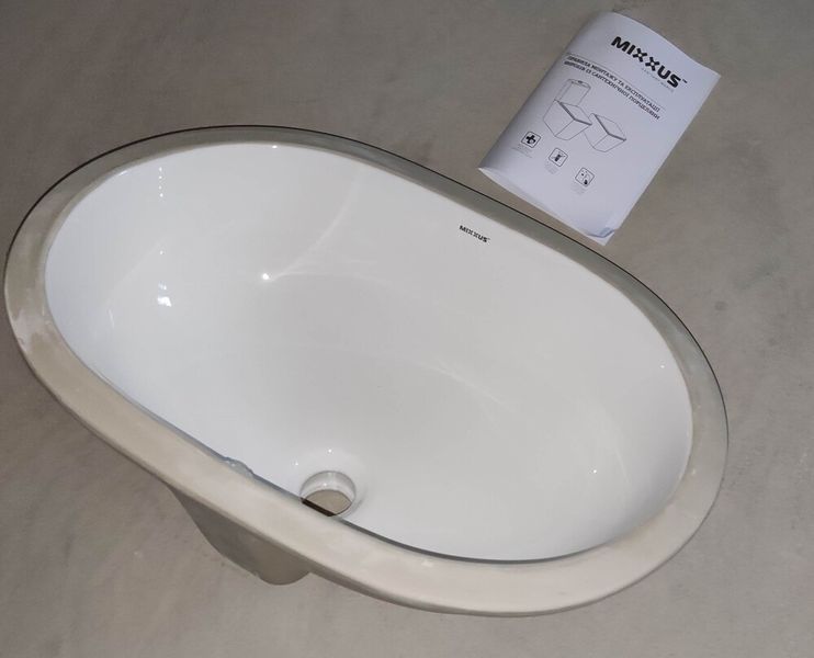 Раковина врізна під стільницю MIXXUS PREMIUM ELLIPSE-1701 570х385х205mm з переливом (MP6566) MP6566 фото