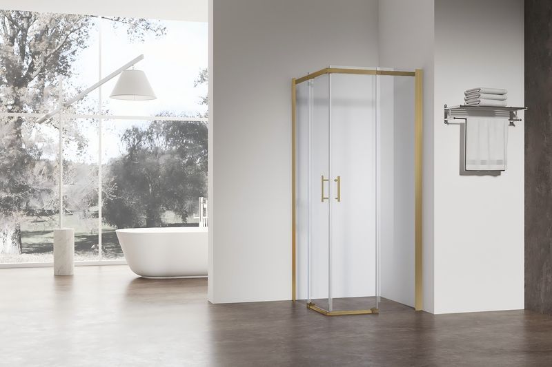 Душова кабіна без піддону Koer SR SC03-90x90x200-TR-12 прозоре скло Easy Clean 6мм, матове золото (KR5358) KR5358 фото