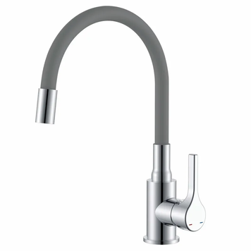 Смеситель для кухни Zerix Rex-011 Chrome Refl.Grey из нерж. стали (Цвет хром+силик.излив серый) (ZX6128) ZX6128 фото