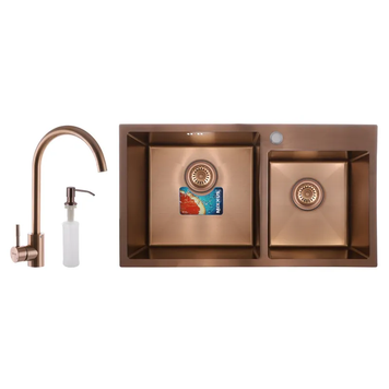 Набор Mixxus SET-7843D-220x1.0-PVD (мойка+смеситель+диспенсер) (MX0586) MX0586 фото
