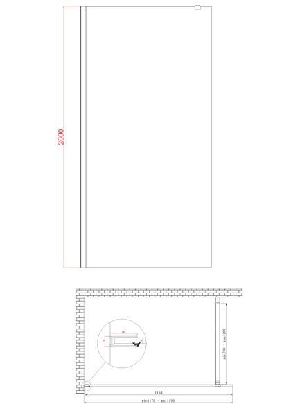 Душевая перегородка Koer SR SP01-120x200-TR-01 Walk-In прозрачное стекло Easy Clean 8мм, хром (KR5394) KR5394 фото