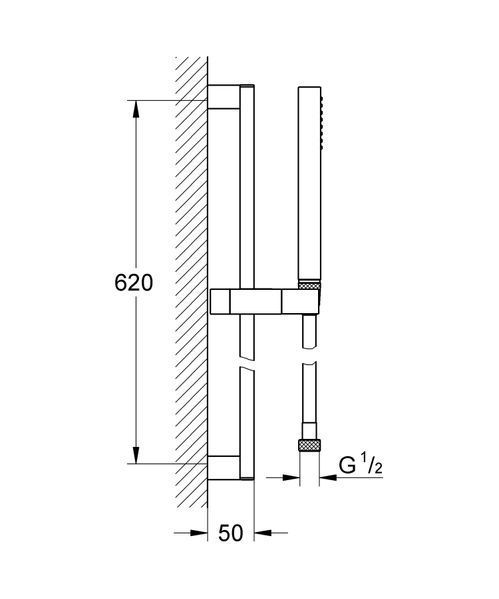 Душовий гарнітур зі штангою, 1 режим струменю Grohe Euphoria Cube (27936000) 27936000 фото