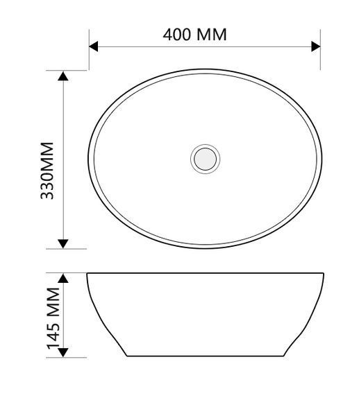 Раковина накладна MIXXUS PREMIUM ELLIPSE-0108 MARBLE 400х330х145mm (MP6526) MP6526 фото