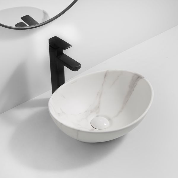 Раковина накладна MIXXUS PREMIUM ELLIPSE-0108 MARBLE 400х330х145mm (MP6526) MP6526 фото