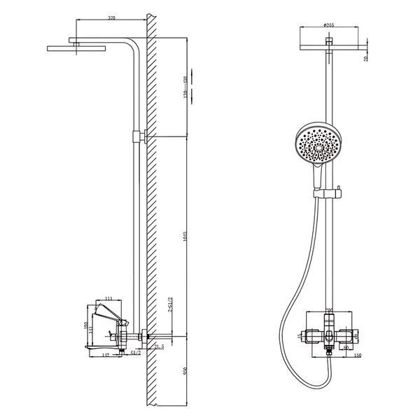 Душова колона зі змішувачем Mixxus Wilson 009-J Graphite (Колір графіт) (MI7122) MI7122 фото