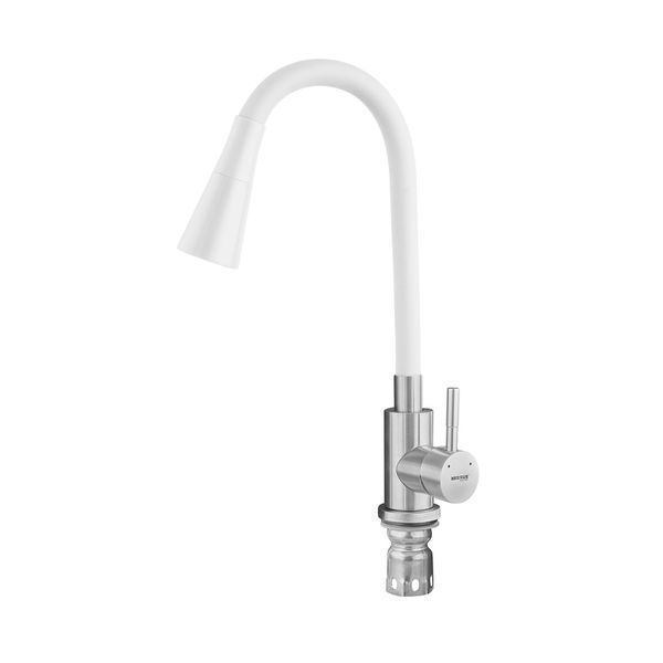 Смеситель для кухни MIXXUS SUS-011-T REFL.WHITE с силиконовым изливом из нерж. стали SUS304, излив белый (MI8228) MI8228 фото