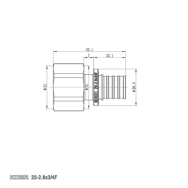 Перехідник з ВР Koer KA.A08F-20 - 20(2.8mm) x 3/4"F (KR4864) KR4864 фото