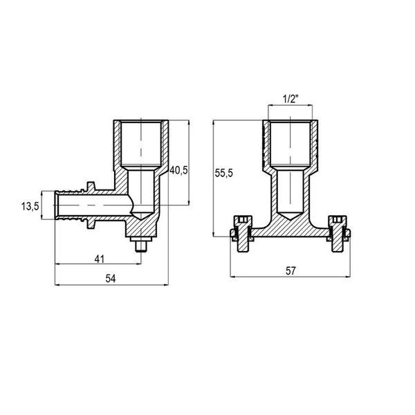 Кутник перехідний настінний Koer KA.LW06F-16-2 - 16(2.2mm) x 1/2"F з ВР подовжений (KR5892) KR5892 фото