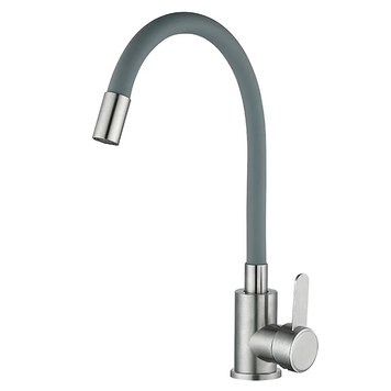 Змішувач для кухні із сірим гнучким виливом Mixxus FAN-011 Refl.Gray (нерж. сталь) (MI6106) MI6106 фото