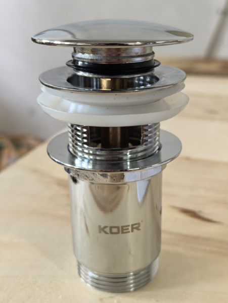 Донный клапан для раковины Koer PW-07-01 1 1/4'' с переливом автоматический СLICK-СLACK (Цвет хром) (KR5782) KR5782 фото