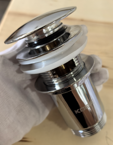 Донный клапан для раковины Koer PW-07-01 1 1/4'' с переливом автоматический СLICK-СLACK (Цвет хром) (KR5782) KR5782 фото