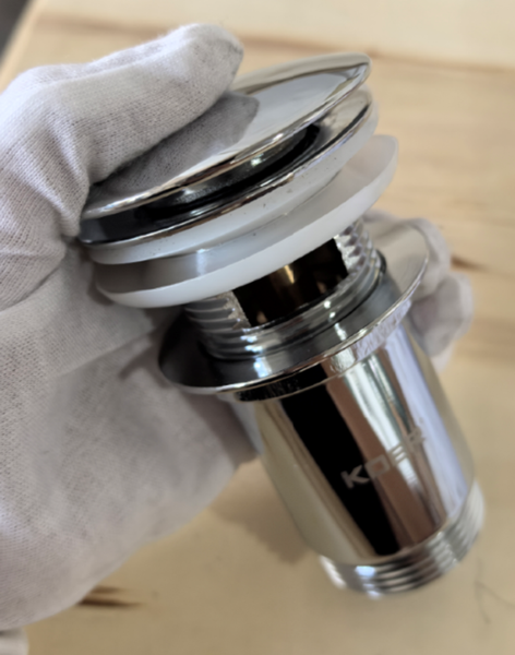 Донный клапан для раковины Koer PW-07-01 1 1/4'' с переливом автоматический СLICK-СLACK (Цвет хром) (KR5782) KR5782 фото
