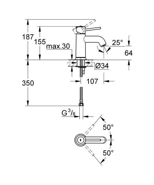 Смеситель для раковины S-размера Grohe BauClassic (23162000) 23162000 фото
