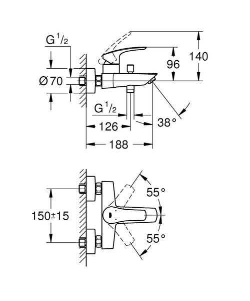 Смеситель для ванны Grohe Eurosmart New (33300003) 33300003 фото