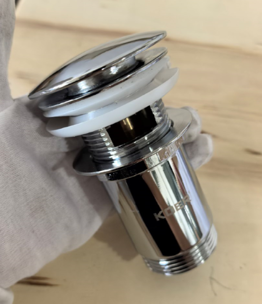 Донный клапан для раковины Koer PW-07-01 1 1/4'' с переливом автоматический СLICK-СLACK (Цвет хром) (KR5782) KR5782 фото