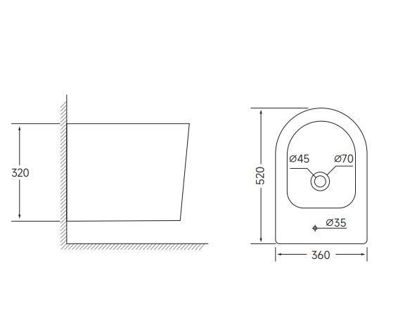 Биде подвесное Mixxus BEVEL-0502 520x360x320mm (MI6715) MI6715 фото