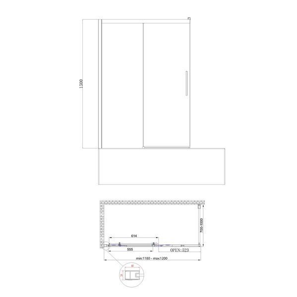 Шторки скляні на ванну розсувні Koer SR BS06-120x150-TR-07 прозоре скло Easy Clean 6мм, графіт (KR5947) KR5947 фото