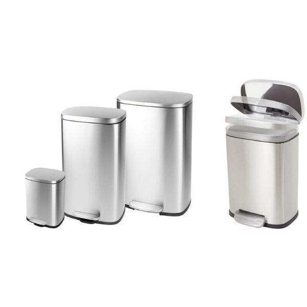 Відро для сміття з плавним закриттям прямокутне Mixxus Bevel-TC0112 SS Color 12л колір наржавійка (MI7087) MI7087 фото