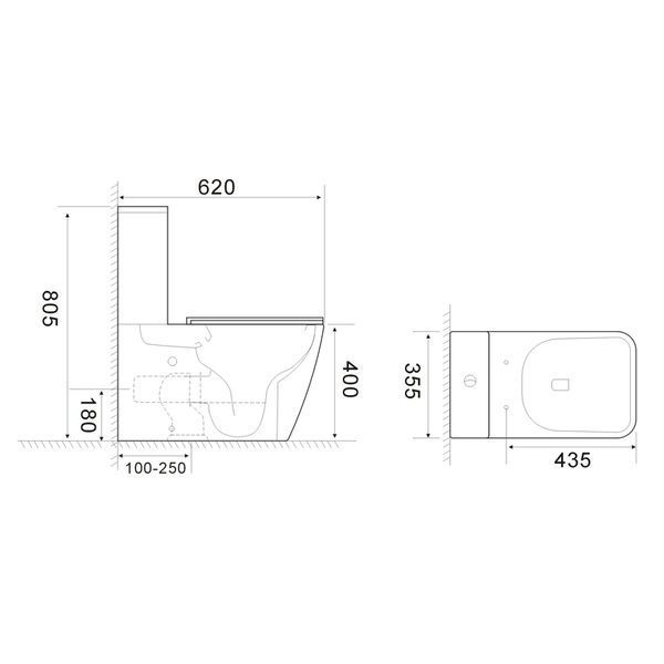Чаша унитаза-компакта Mixxus Quadro-0404-T1 Bowl 660х360х820 Tornado 1.0 без сиденья (MI8342) MI8342 фото