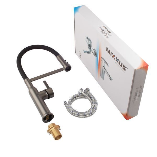 Змішувач для кухні MIXXUS PREMIUM PULL 017 GRAPHITE REFL.BLACK (Кол.графіт+силік.вилив чор.) (MI8278) MI8278 фото