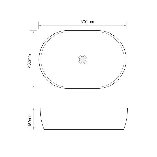 Раковина накладна Mixxus Premium ELLIPSE-0105 EDGE GOLD 600х400х150mm (MP6564) MP6564 фото