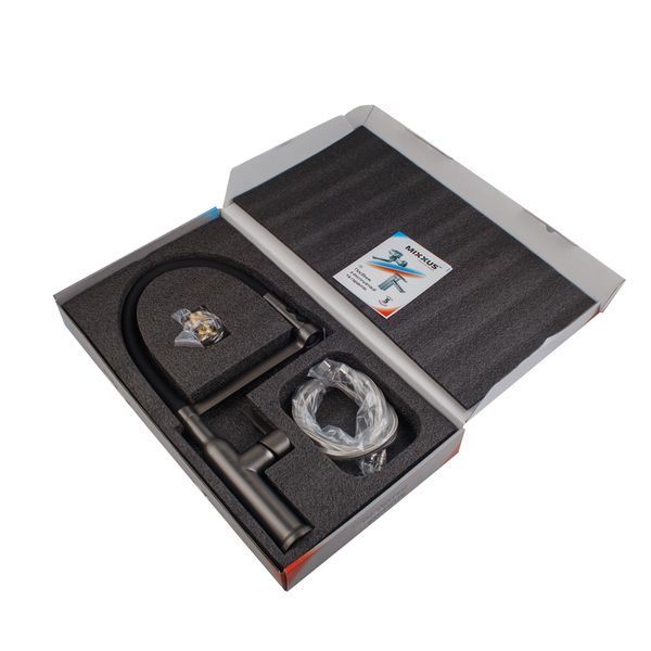 Змішувач для кухні MIXXUS PREMIUM PULL 017 GRAPHITE REFL.BLACK (Кол.графіт+силік.вилив чор.) (MI8278) MI8278 фото