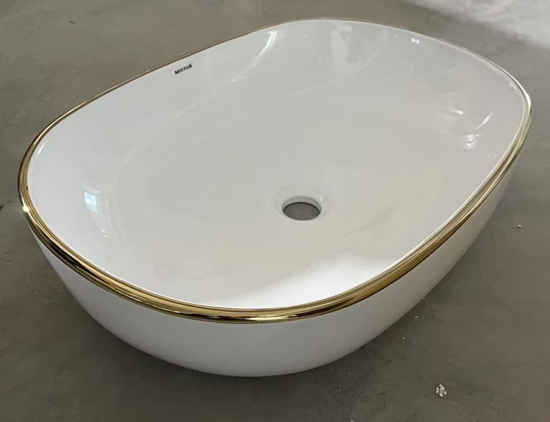 Раковина накладна Mixxus Premium ELLIPSE-0105 EDGE GOLD 600х400х150mm (MP6564) MP6564 фото