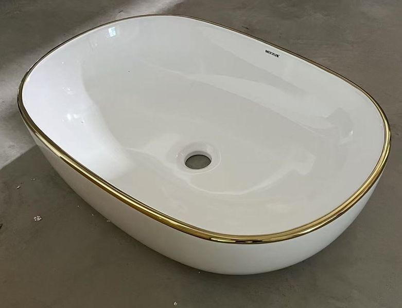 Раковина накладна Mixxus Premium ELLIPSE-0105 EDGE GOLD 600х400х150mm (MP6564) MP6564 фото